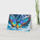 Floating Butterfly Illustration Happy Birthday カード (正面)