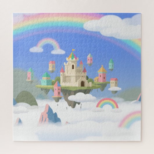 Floating Castle Rainbow Clouds Fantasy Puzzle  ジグソーパズル (縦)
