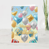 Floating Celebration Balloons –Happy Birthday Card カード (正面)