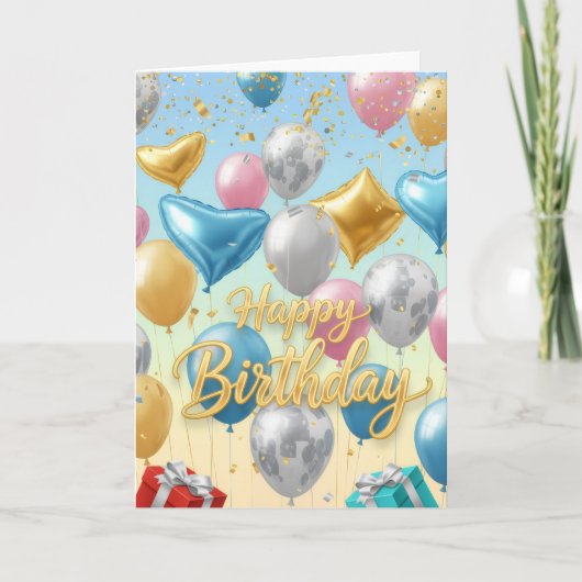 Floating Celebration Balloons –Happy Birthday Card カード (正面)