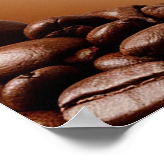 Floating Coffee Cup With Coffee Beans ポスター (角)