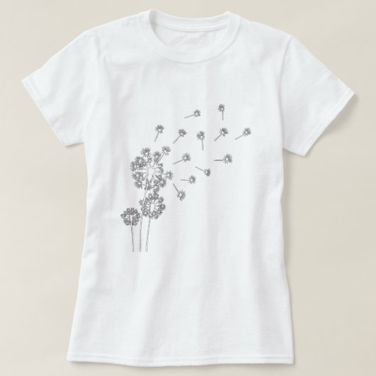 Floating Dandelion Seeds; Cute Minimalist Summer Tシャツ (デザイン正面)