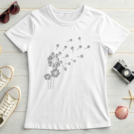 Floating Dandelion Seeds; Cute Minimalist Summer Tシャツ