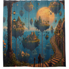 Floating Dreamscapes: Surreal Sky Islands シャワーカーテン