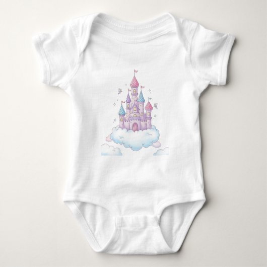 Floating Fairy Castle – Whimsical Kids’ Fantasy ベビーボディスーツ (正面)