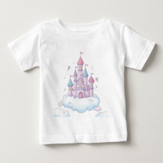 Floating Fairy Castle – Whimsical Kids’ Fantasy ベビーTシャツ (正面)