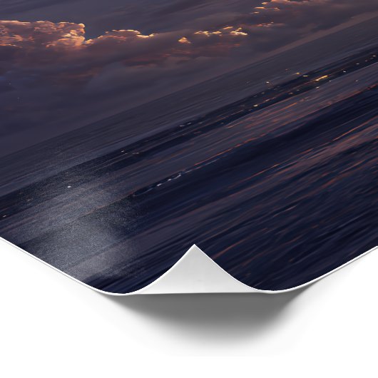 Floating Fantasy Castle Cloud Beams Glow ポスター (コーナー)