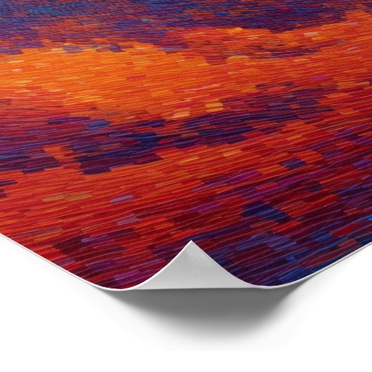 Floating Figure Pointillism Dream Sky ポスター (角)