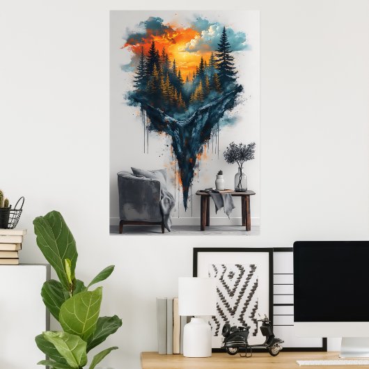 Floating Forest Dreamy ポスター (ホームオフィス)