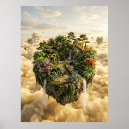 Floating Garden Island Fantasy Art ポスター