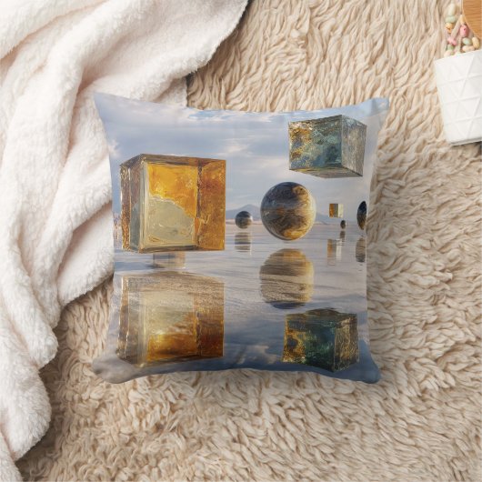 Floating Geometric Marvels Over Water クッション (ブランケット)