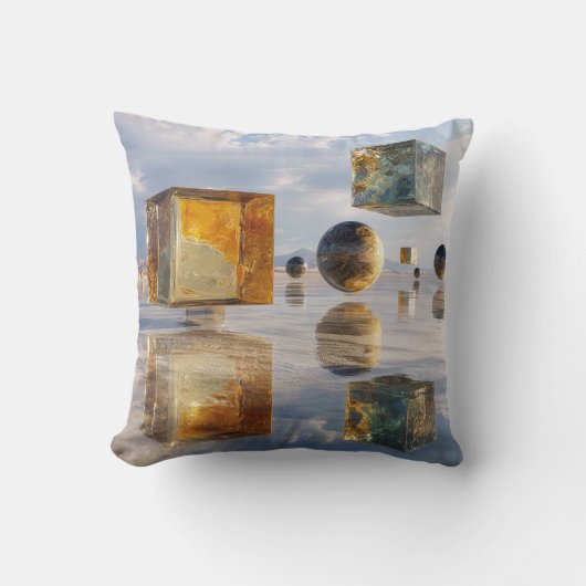 Floating Geometric Marvels Over Water クッション (正面)