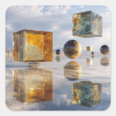 Floating Geometric Marvels Over Water スクエアシール (正面)