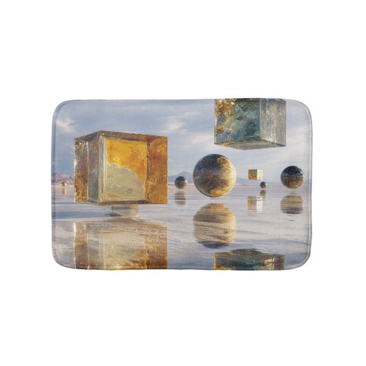 Floating Geometric Marvels Over Water バスマット (正面)