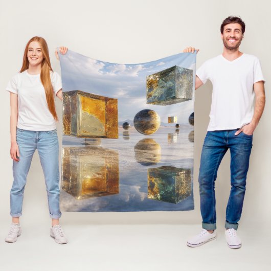 Floating Geometric Marvels Over Water フリースブランケット (インサイチュ)