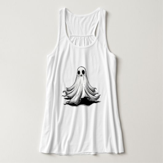 Floating Ghost Halloween T-Shirt – Spooky Cute タンクトップ (デザイン正面)