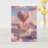 Floating Heart of Love Letters Design Postcard カード (黄色い花)