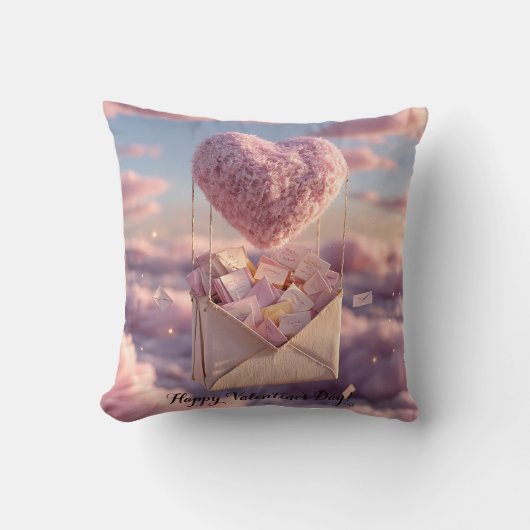 Floating Heart of Love Letters Design Postcard クッション (正面)