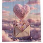 Floating Heart of Love Letters Design Postcard シャワーカーテン (正面)