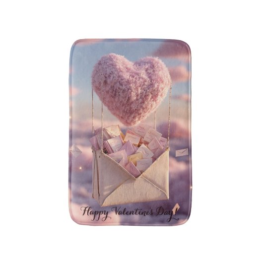 Floating Heart of Love Letters Design Postcard バスマット (正面縦)