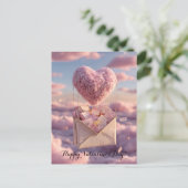 Floating Heart of Love Letters Design Postcard ポストカード (スタンド正面)