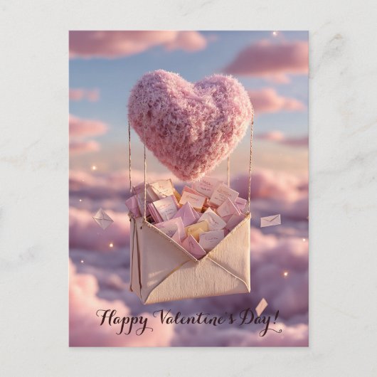 Floating Heart of Love Letters Design Postcard ポストカード (正面)