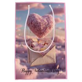 Floating Heart of Love Letters Design Postcard ミディアムペーパーバッグ