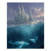 Floating Ice Castle With Ocean Whales ポスター (正面)