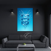 Floating Ice Cube Splash – Dynamic Digital Art ポスター