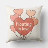 Floating in Love Heart Balloons Romantic Throw Pil クッション (裏面)