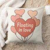 Floating in Love Heart Balloons Romantic Throw Pil クッション (ブランケット)
