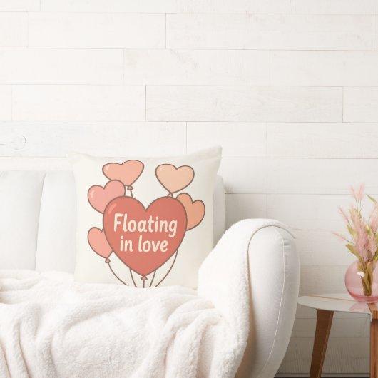 Floating in Love Heart Balloons Romantic Throw Pil クッション (ソファ)