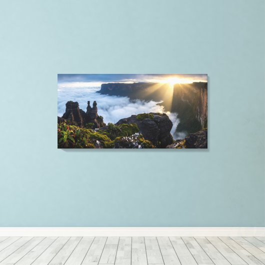 Floating Island Mount Roraima - Moody Prehistoric キャンバスプリント (インサイチュ (ウッドフロア))