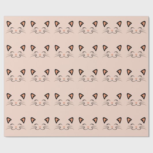 Floating Kitten Cat Face Pattern  ラッピングペーパー (フラット)