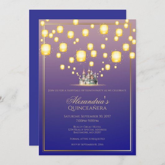 Floating Lantern Birthday Invitation 招待状 (正面/裏面)