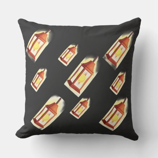 Floating Lantern Glow Pattern Cozy Aesthetic Decor クッション (正面)