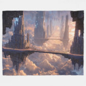 Floating Metropolis in the Clouds フリースブランケット (正面(横))