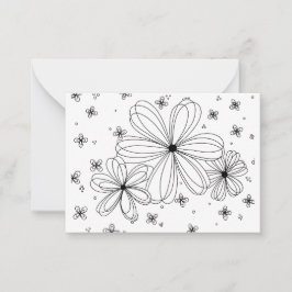 Floating Petals – Colorable Floral Note Card ノートカード