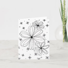 Floating Petals – Colorable Floral Note Card ノートカード
