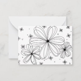 Floating Petals – Colorable Floral Note Card ノートカード