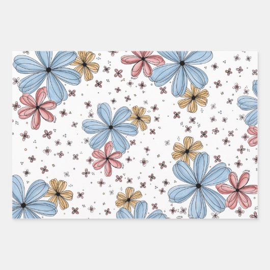 Floating Petals – Floral Wrapping paper ラッピングペーパーシート (正面)