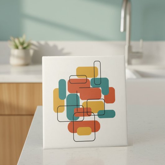 Floating Rectangles Abstract MCM #5 ID1224 タイル