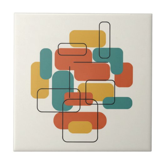 Floating Rectangles Abstract MCM #5 ID1224 タイル (正面)