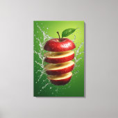Floating Red Apple with Water Splash Digital Art キャンバスプリント (正面)