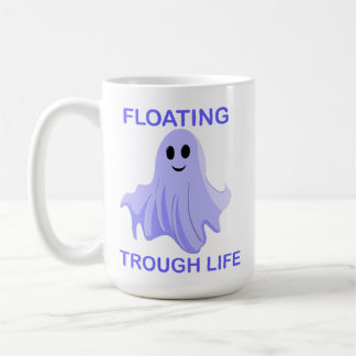 Floating Through Life Cute Ghost コーヒーマグカップ