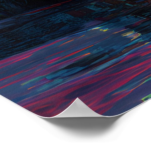 Floating Turquoise Tree Islands Neon Sky ポスター (角)