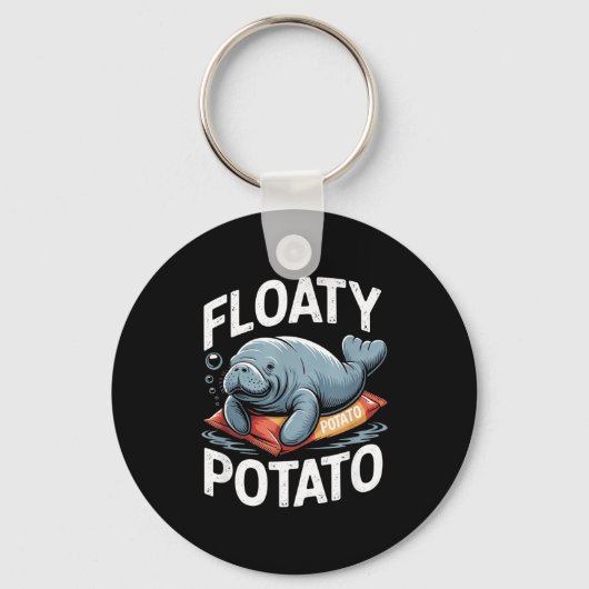 Floaty Tatoes Manatee Funny Sea Cow Ocean Animal L キーホルダー (正面)