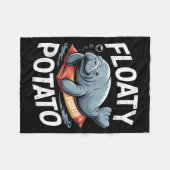 Floaty Tatoes Manatee Funny Sea Cow Ocean Animal L フリースブランケット (正面(横))