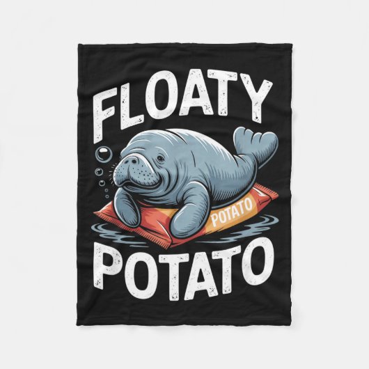 Floaty Tatoes Manatee Funny Sea Cow Ocean Animal L フリースブランケット (正面)