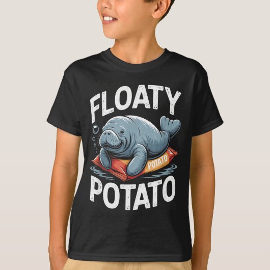 Floaty Tatoes Manatee Funny Sea Cow Ocean Animal L Tシャツ (正面)